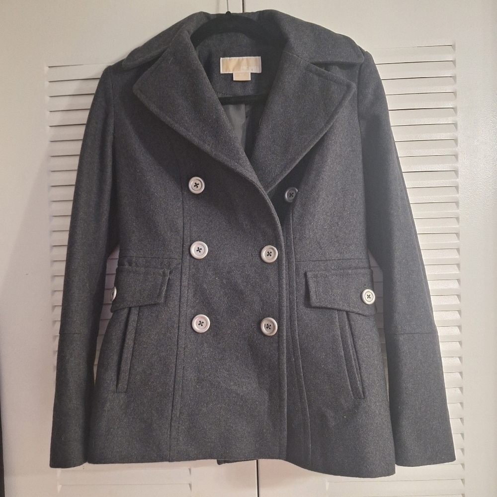 Michael Kors Charcoal Grey Y2k Peacoat Silver Excellent Original Owner Xs Wool